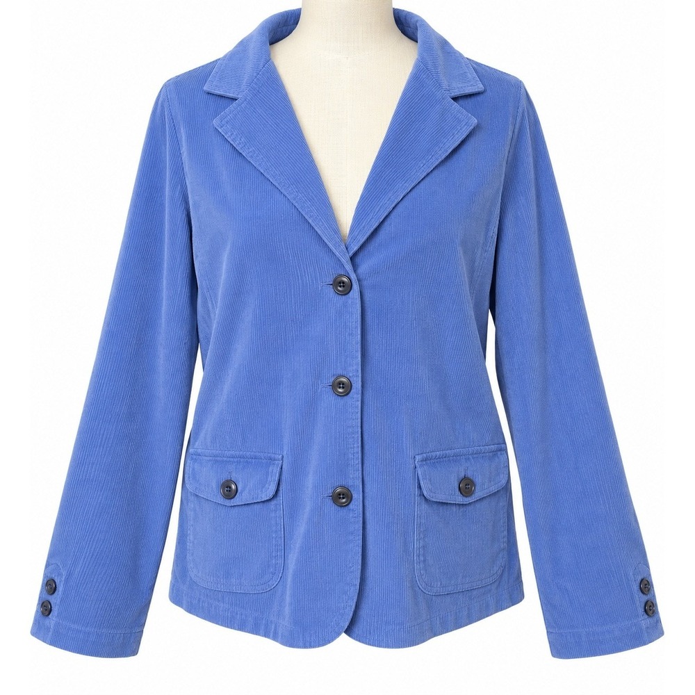 Fresh Produce Blue Corduroy Blazer Jacket Womens XL Stretch Cotton y2k gilmore